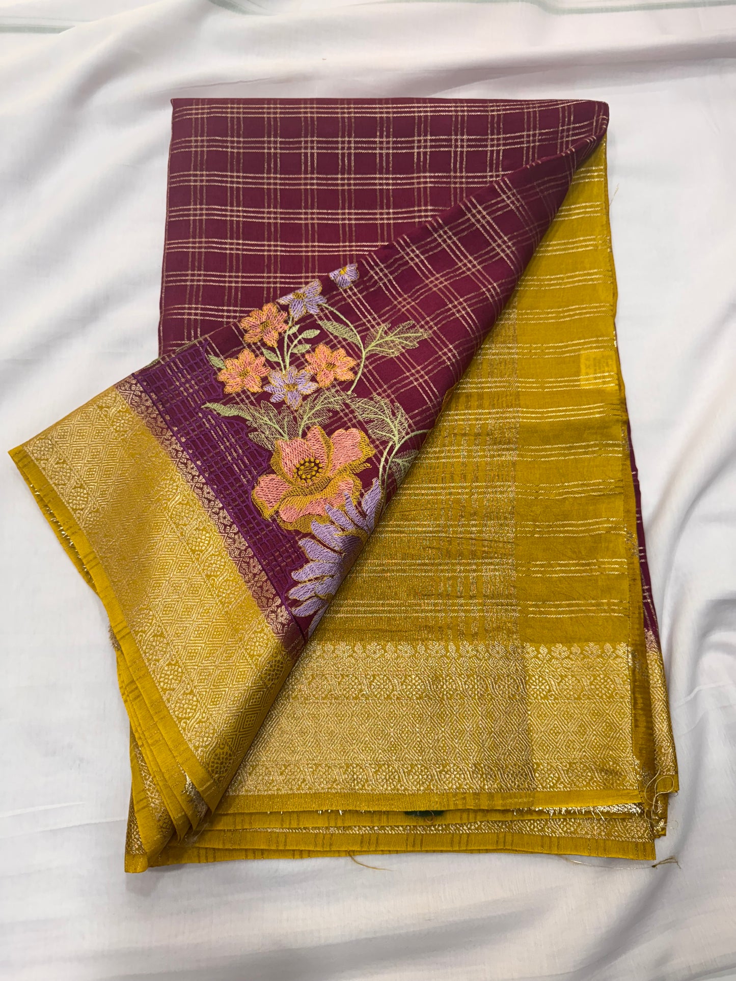 Crepe Viscose Chex Cut Work