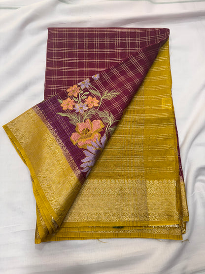 Crepe Viscose Chex Cut Work