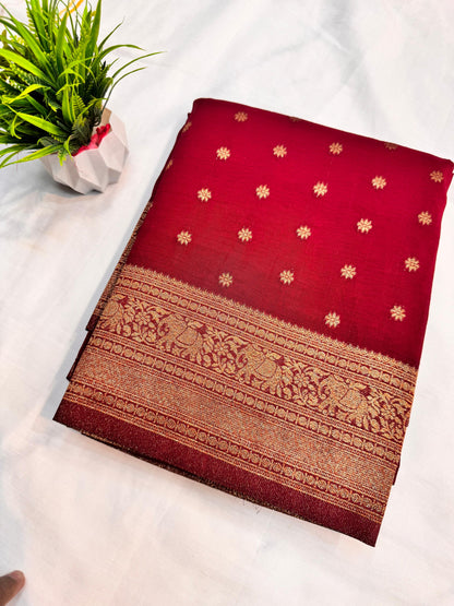 Georgette Self Elephant Border