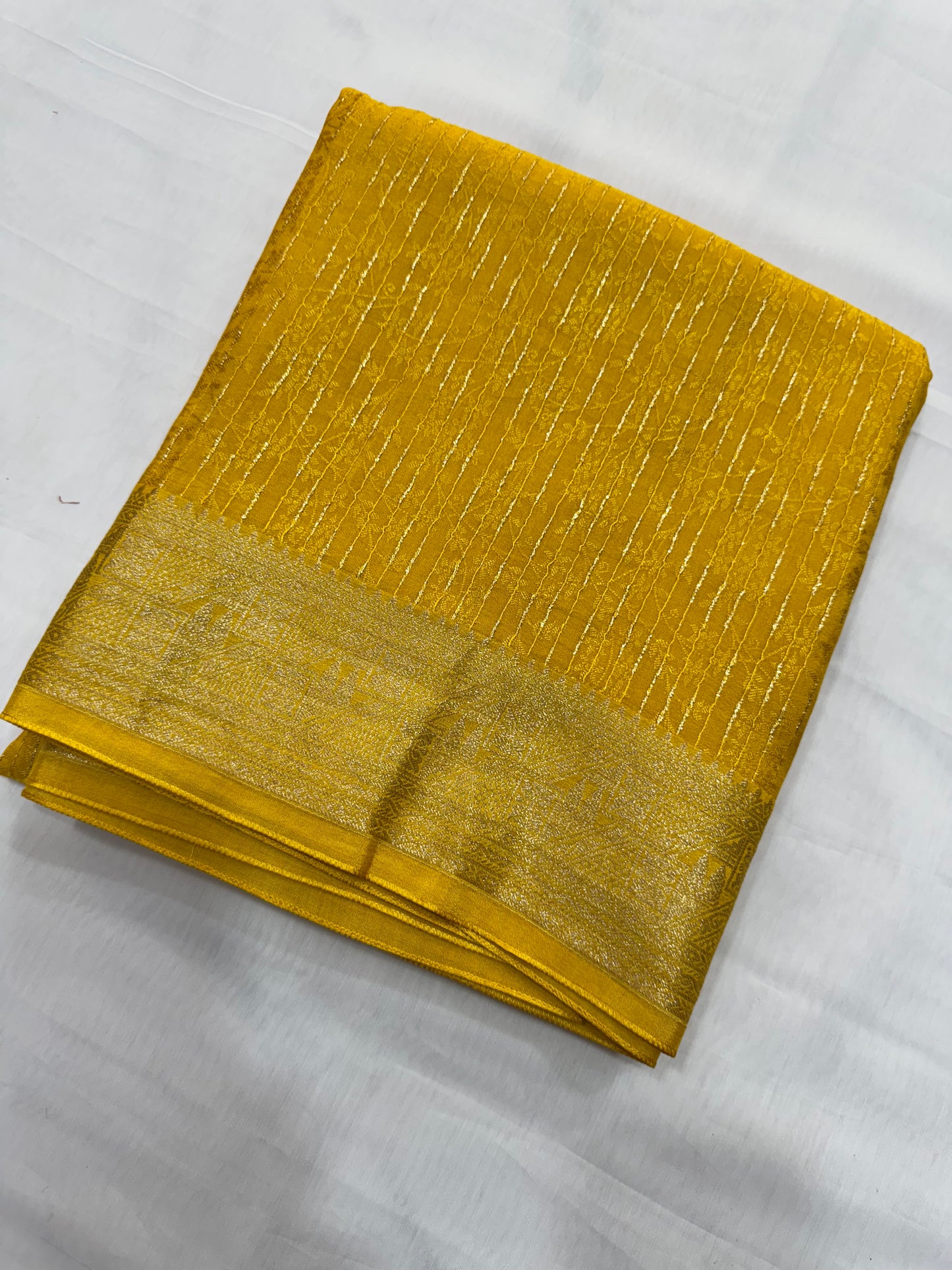 Premium Chinon crepe contrast blouse Saree