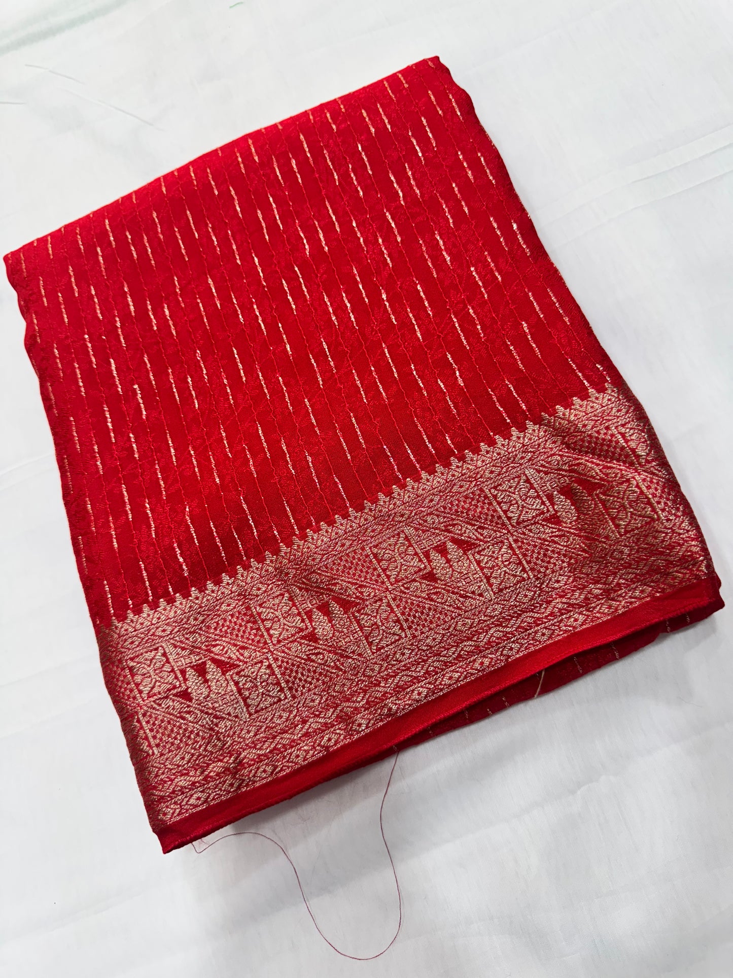 Premium Chinon crepe contrast blouse Saree