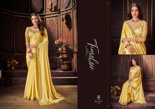 Premium Chiffon Fancy Saree Yellow Color