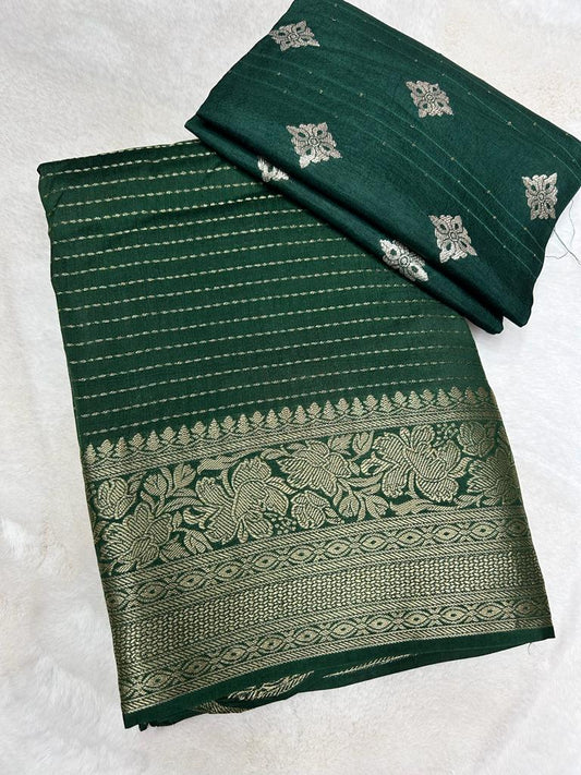 Premium Banarasi Dupion silk saree Green colour