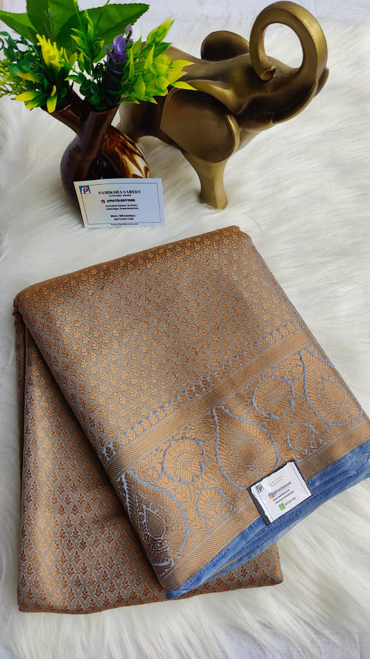 Banarasi soft silk saree grey colour