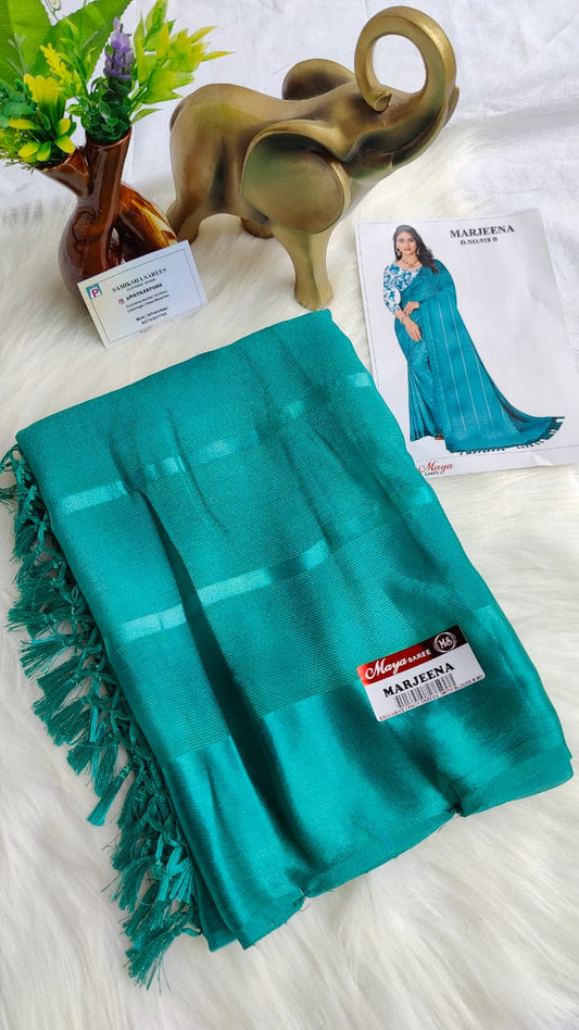 Fancy saree with degihner blouse green colour
