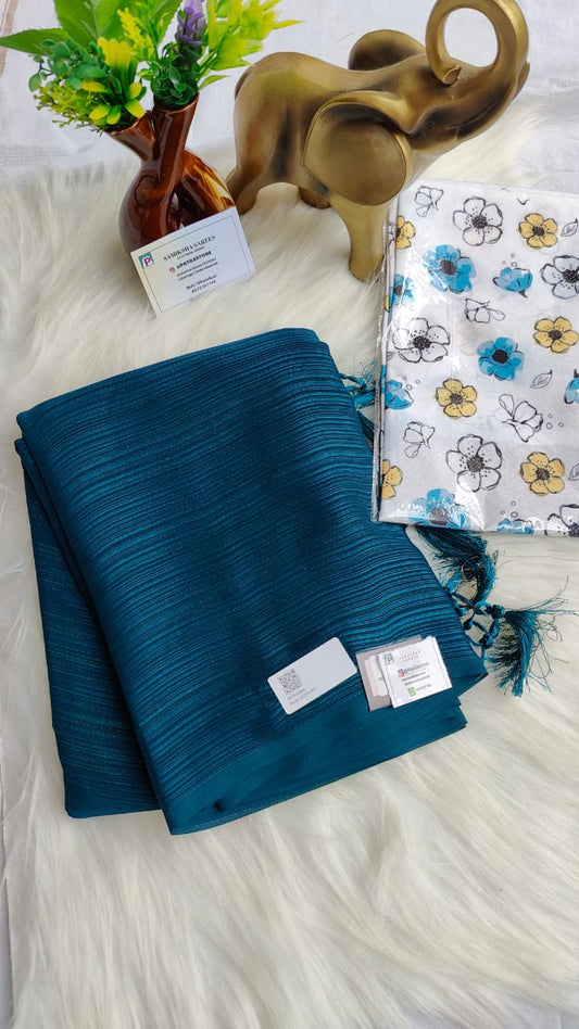 Fancy saree qith desighner blouse blue colour
