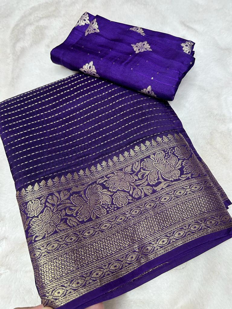 Premium Banarasi Dupion silk saree purple colour