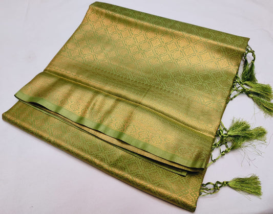 Kuberapattu soft silk saree green colour
