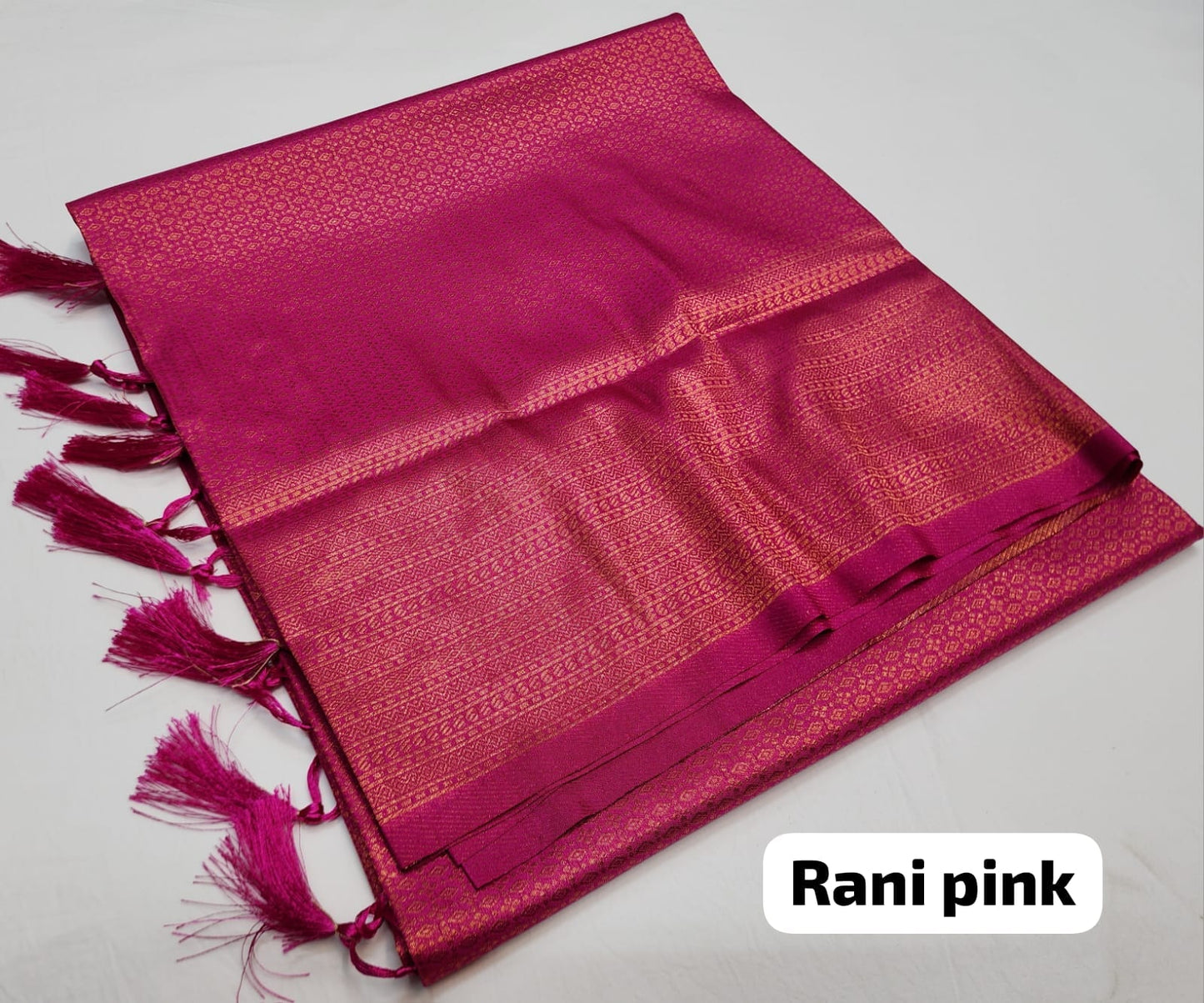 Kuberapattu soft silk saree Rani pink colour