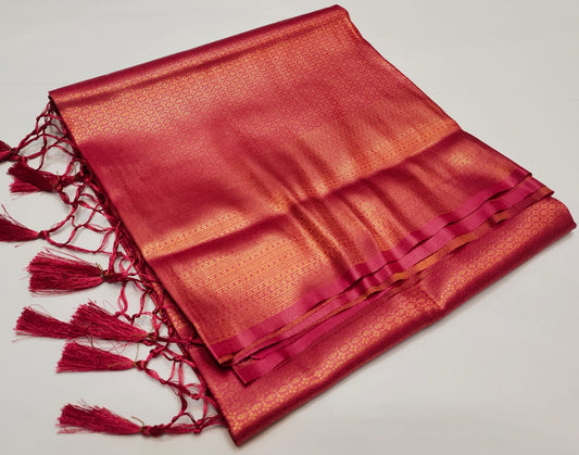 Kubera Pattu Soft Silk Light Orange Color