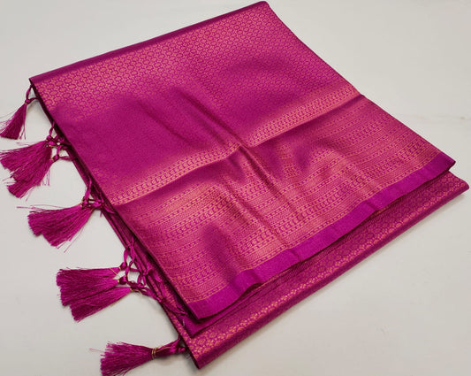 Kubera Pattu Soft Silk Rani Pink Color