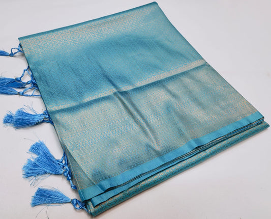 Kubera Pattu Soft Silk Sea Blue Colour