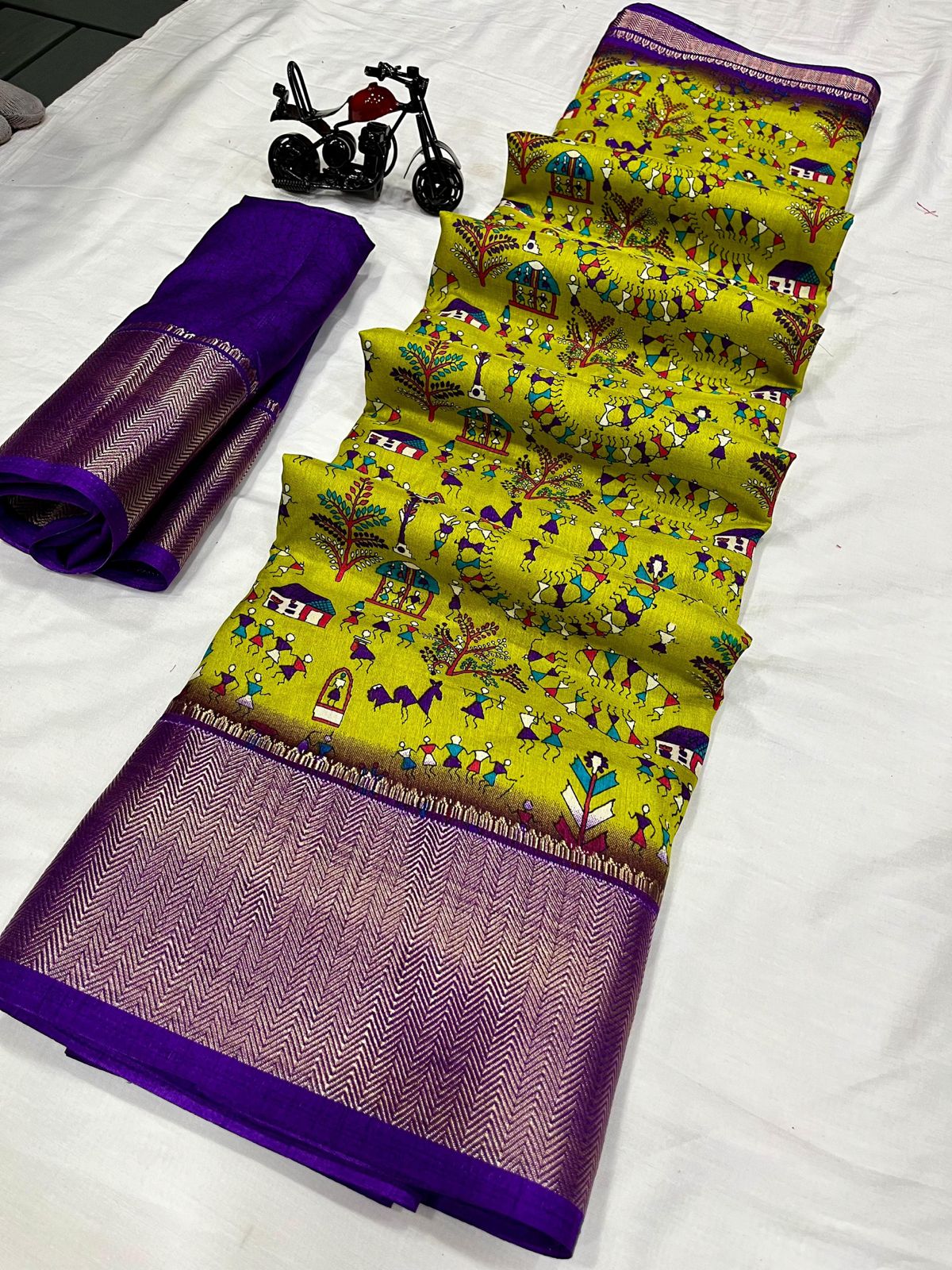 Kalamkari print saree Dola Silk fabric