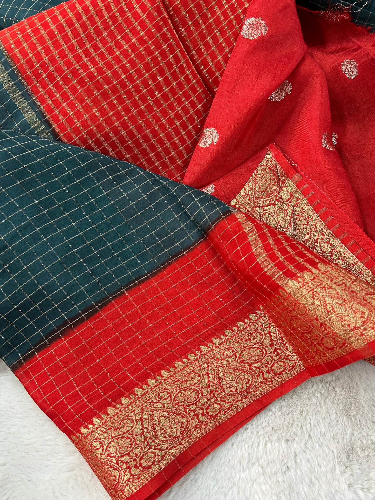 Semi Mysore crepe chinnon chex saree