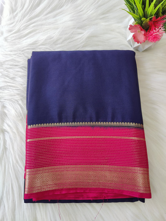 Semi Mysore Crepe plain border lines