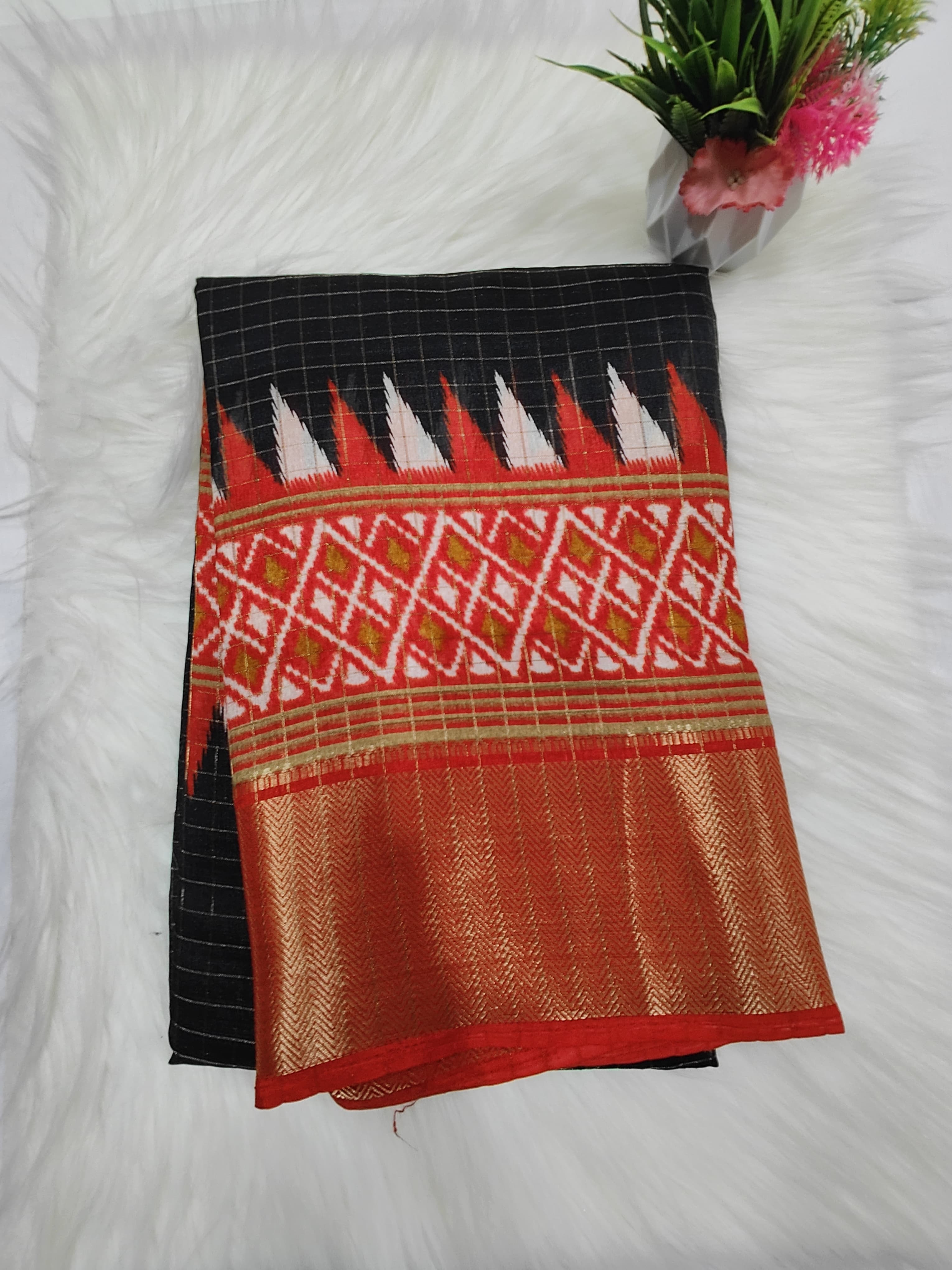 Kalamkari Chanderi temple design
