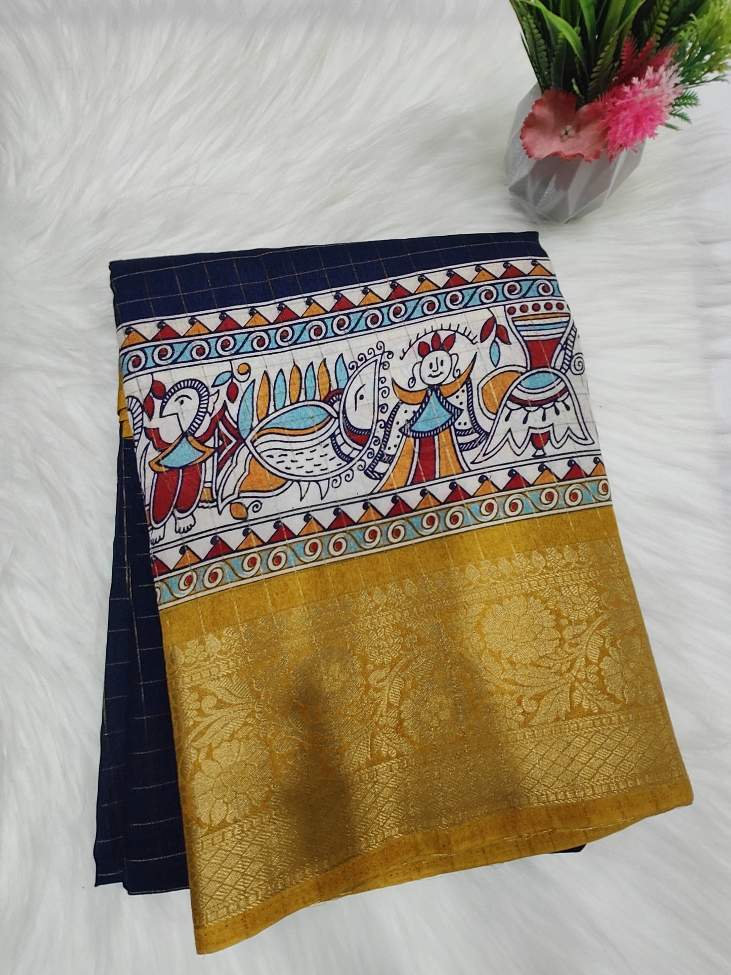 Kalamkari Chanderi Checks