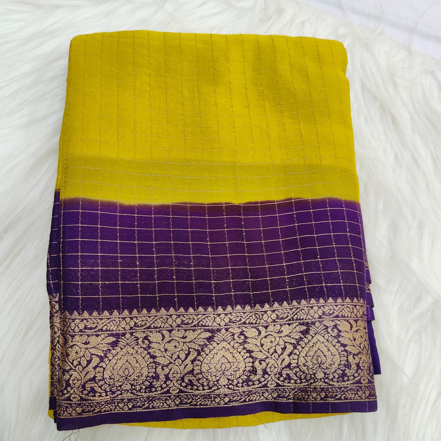 Semi Mysore crepe chinnon chex saree