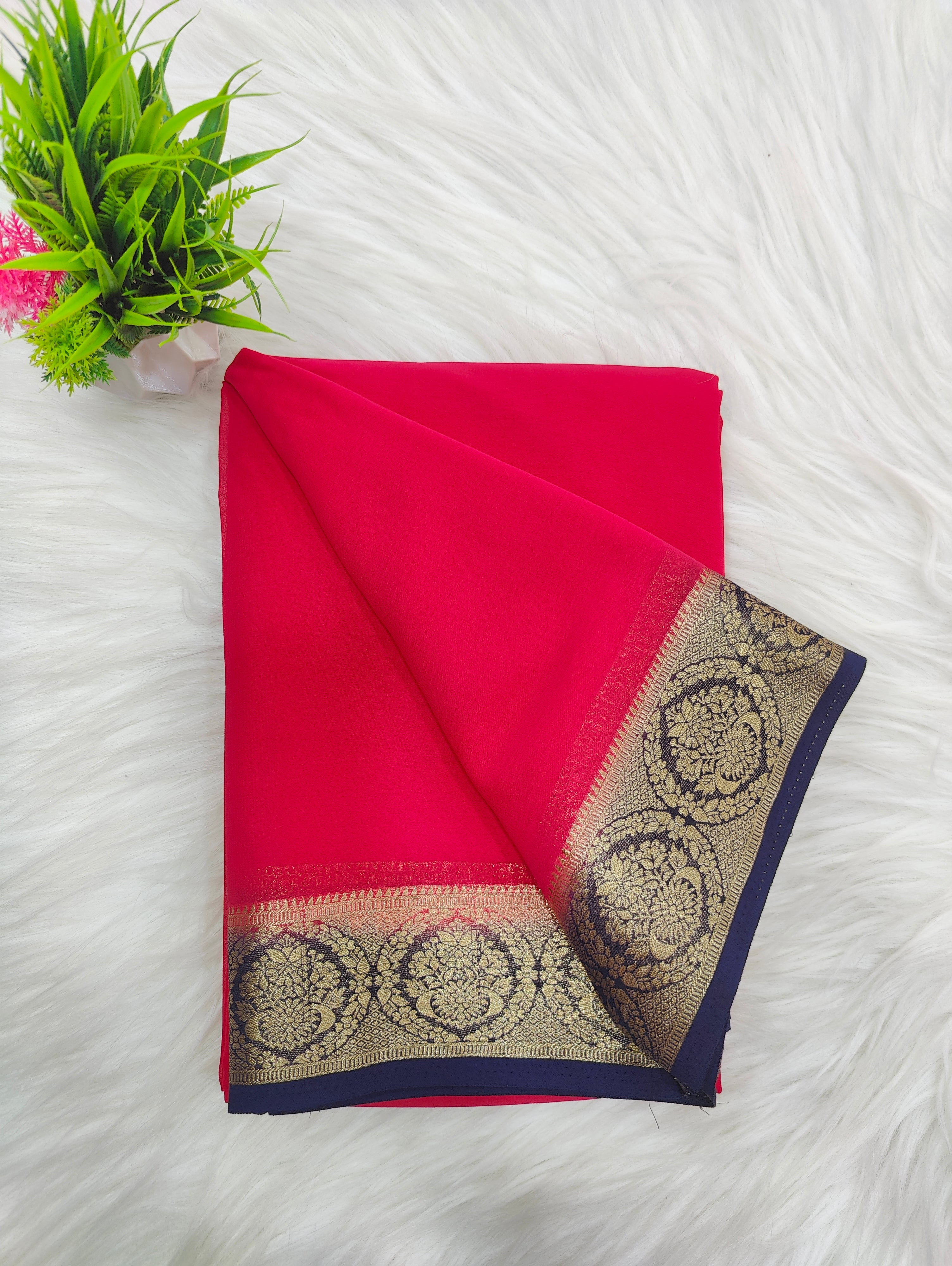 Georgette saree contrast