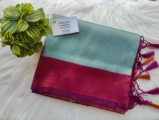 Premium Kubera Pattu Soft Silk Sarees with Sapphire Blue and Wine Color