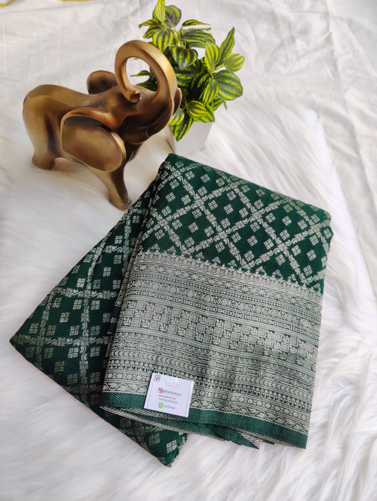 Premium Banarasi Khadi Georgette Saree with Green Color
