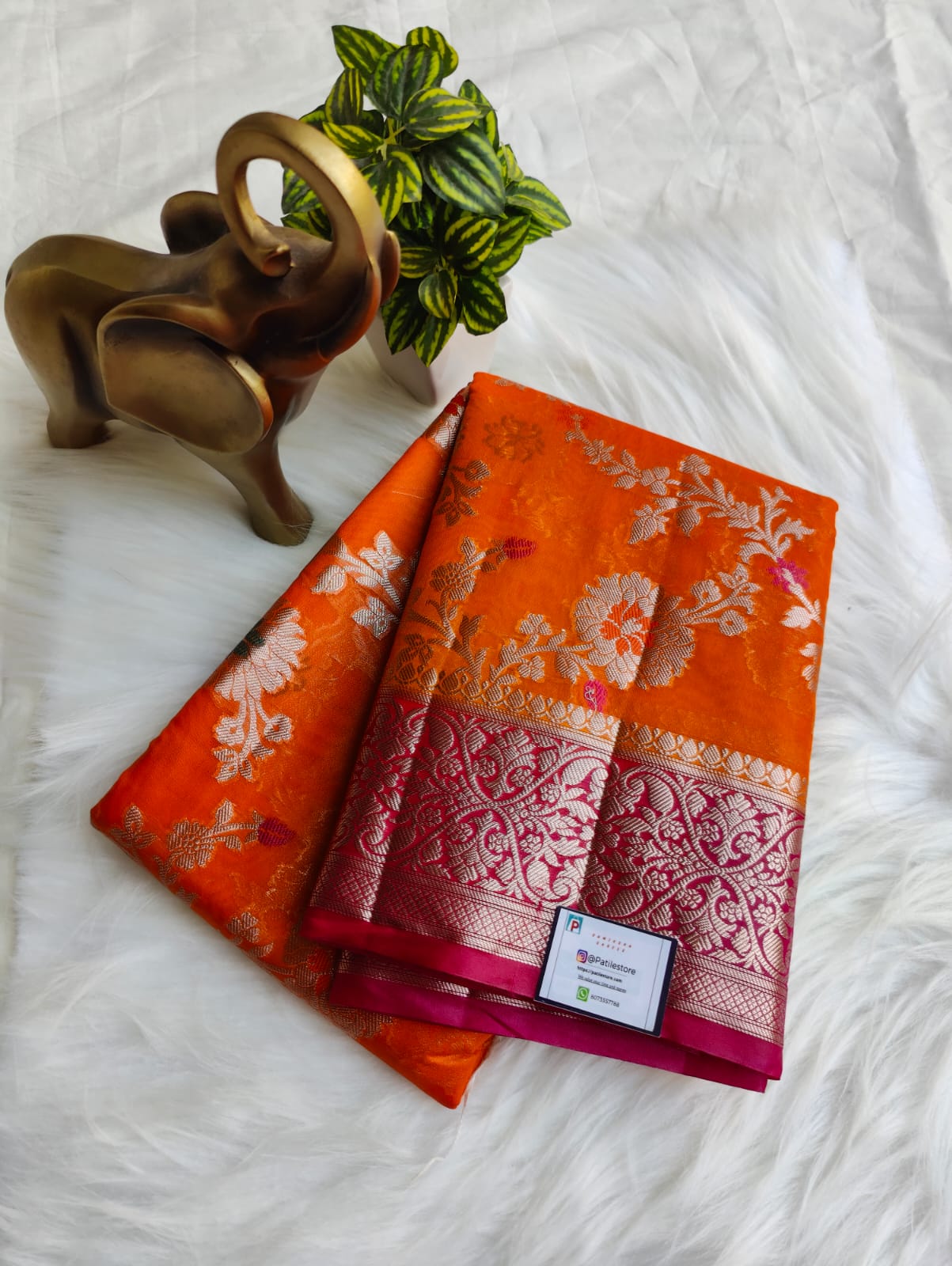 Premium Banarasi Semi Katan Silk With Meen Design