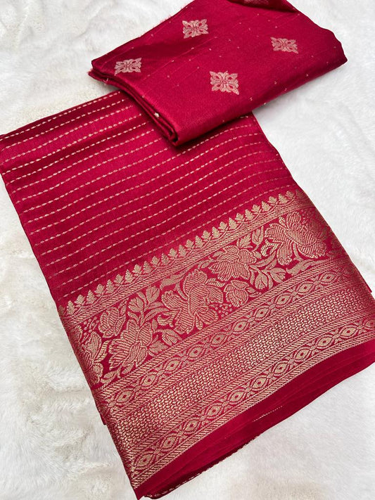 Premium Banarasi Dupion Silk Saree With Red Color