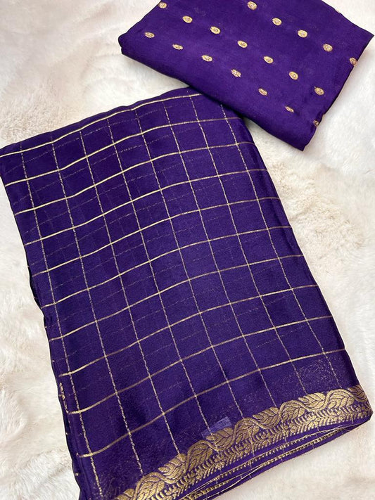 Premium Banarasi Crape Silk Saree with Purple Color