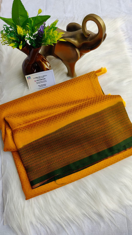 Kubera Pattu Soft Silk Saree With Yellow Green