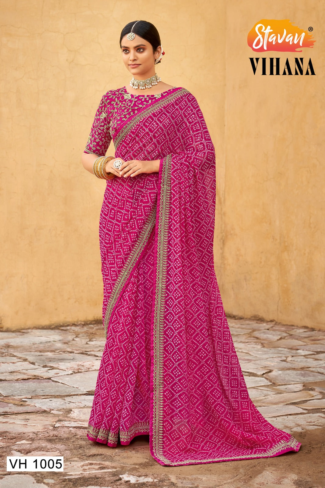 Fancy Georgette with beautiful bandhni Print