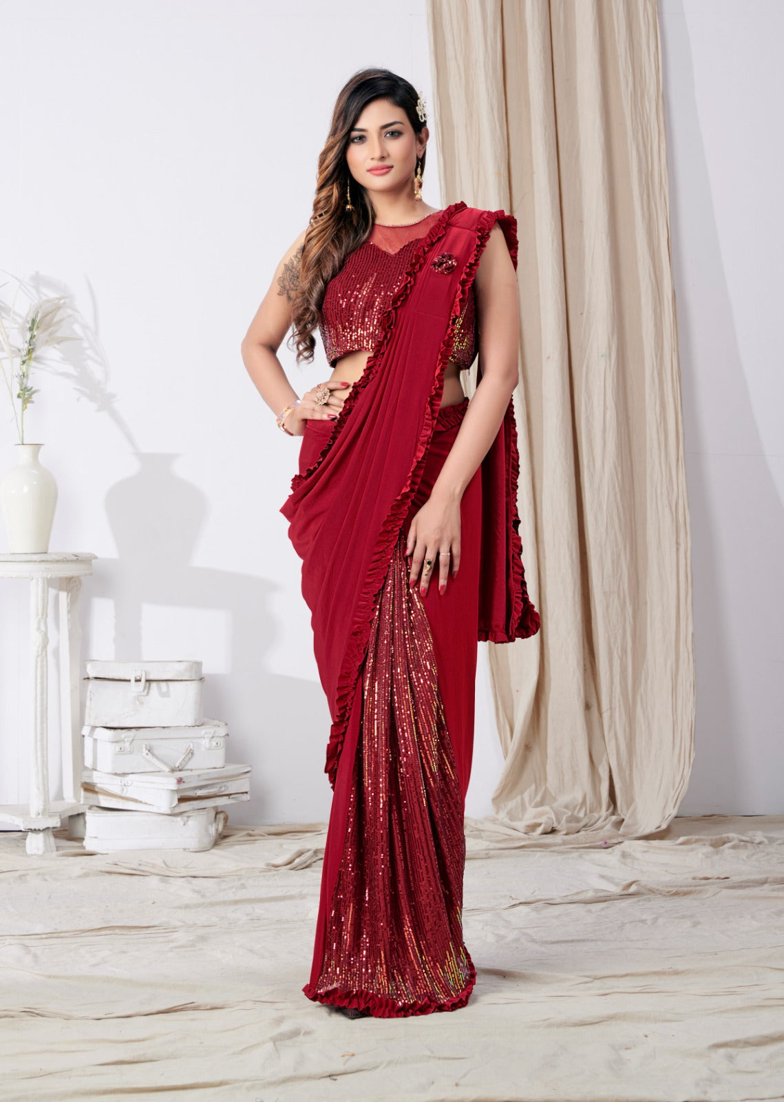 Ready To Wear Saree With Sequin Work