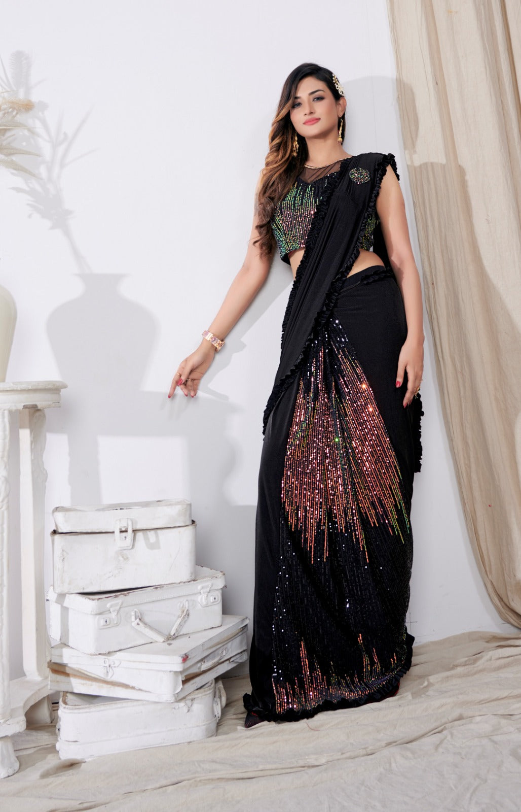 Ready To Wear Saree With Sequin Work