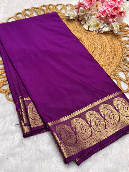 Premium Mysore Crape with Mango border