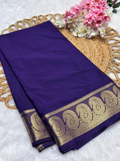 Premium Mysore Crape with Mango border