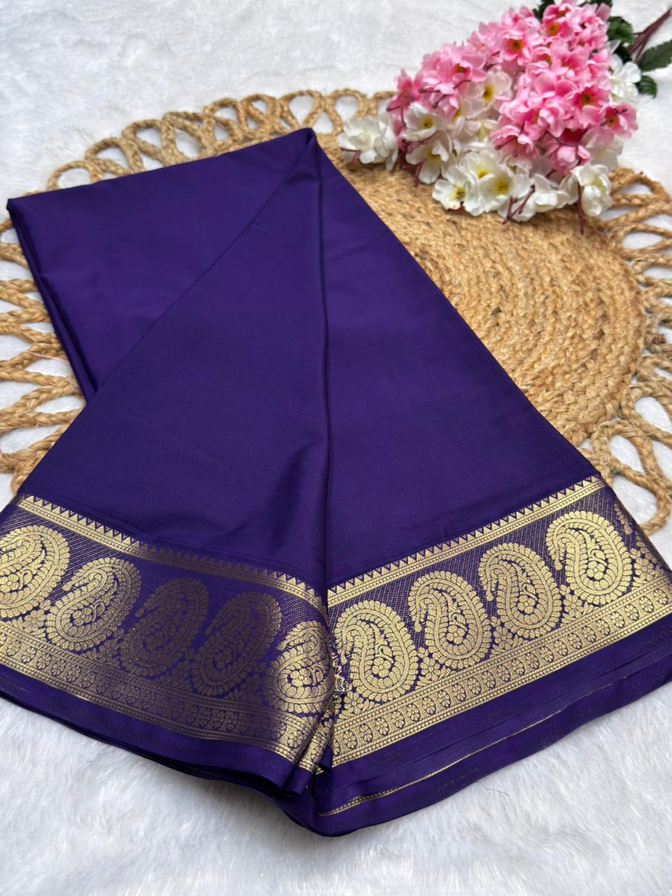 Premium Mysore Crape with Mango border