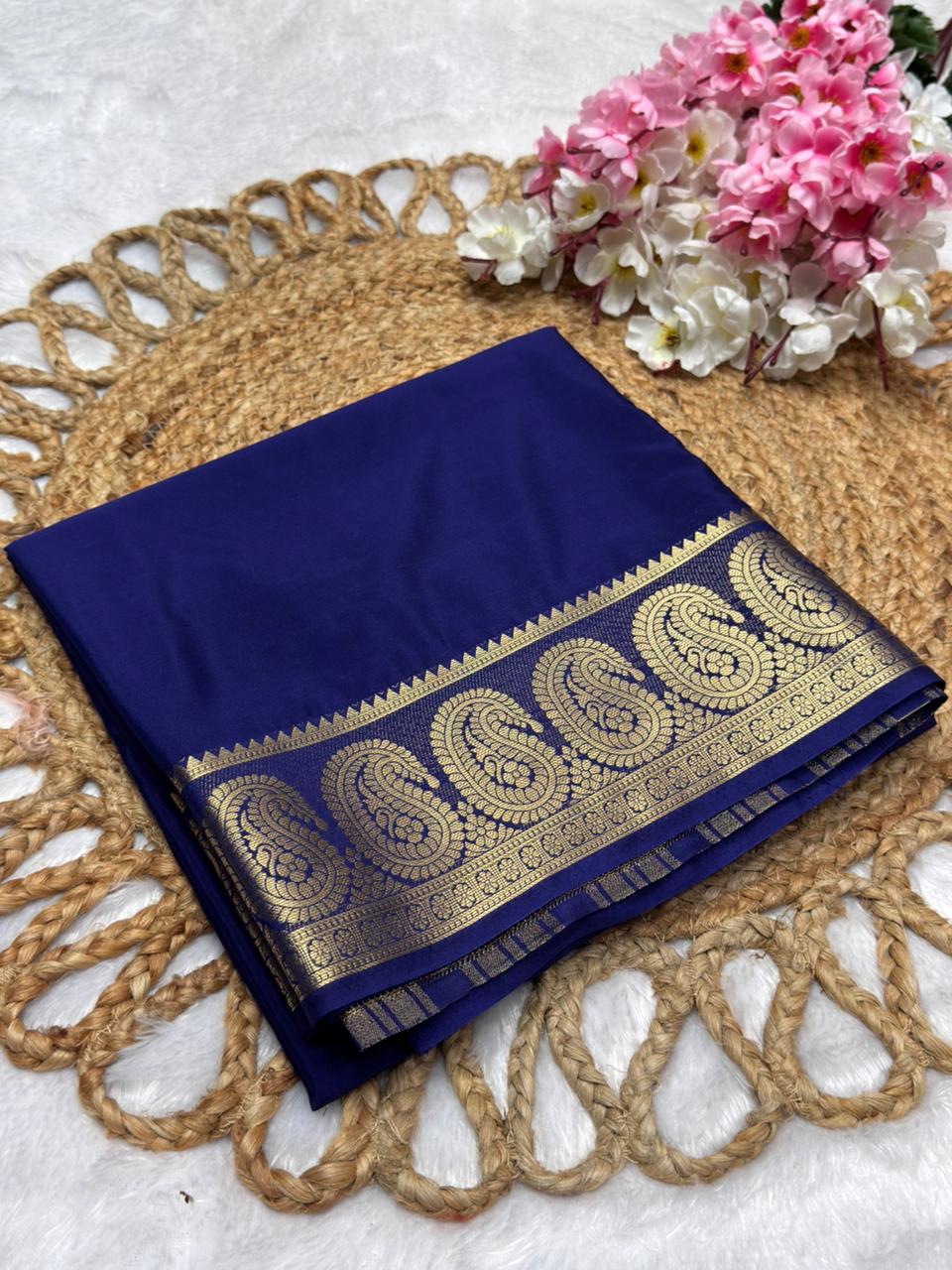 Premium Mysore Crape with Mango border