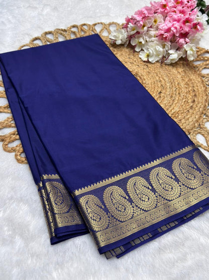 Premium Mysore Crape with Mango border