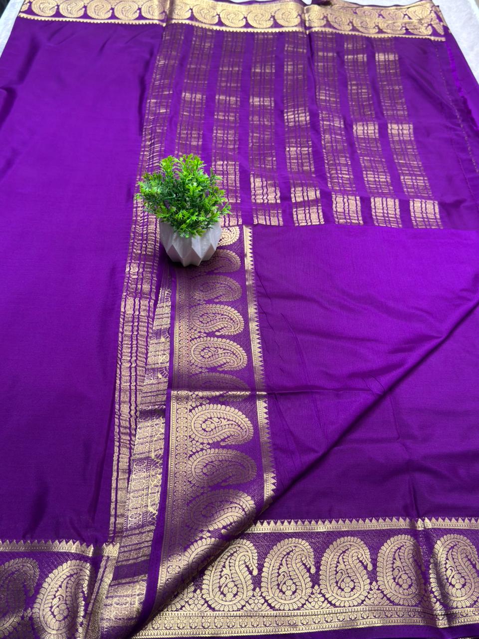 Premium Mysore Crape with Mango border