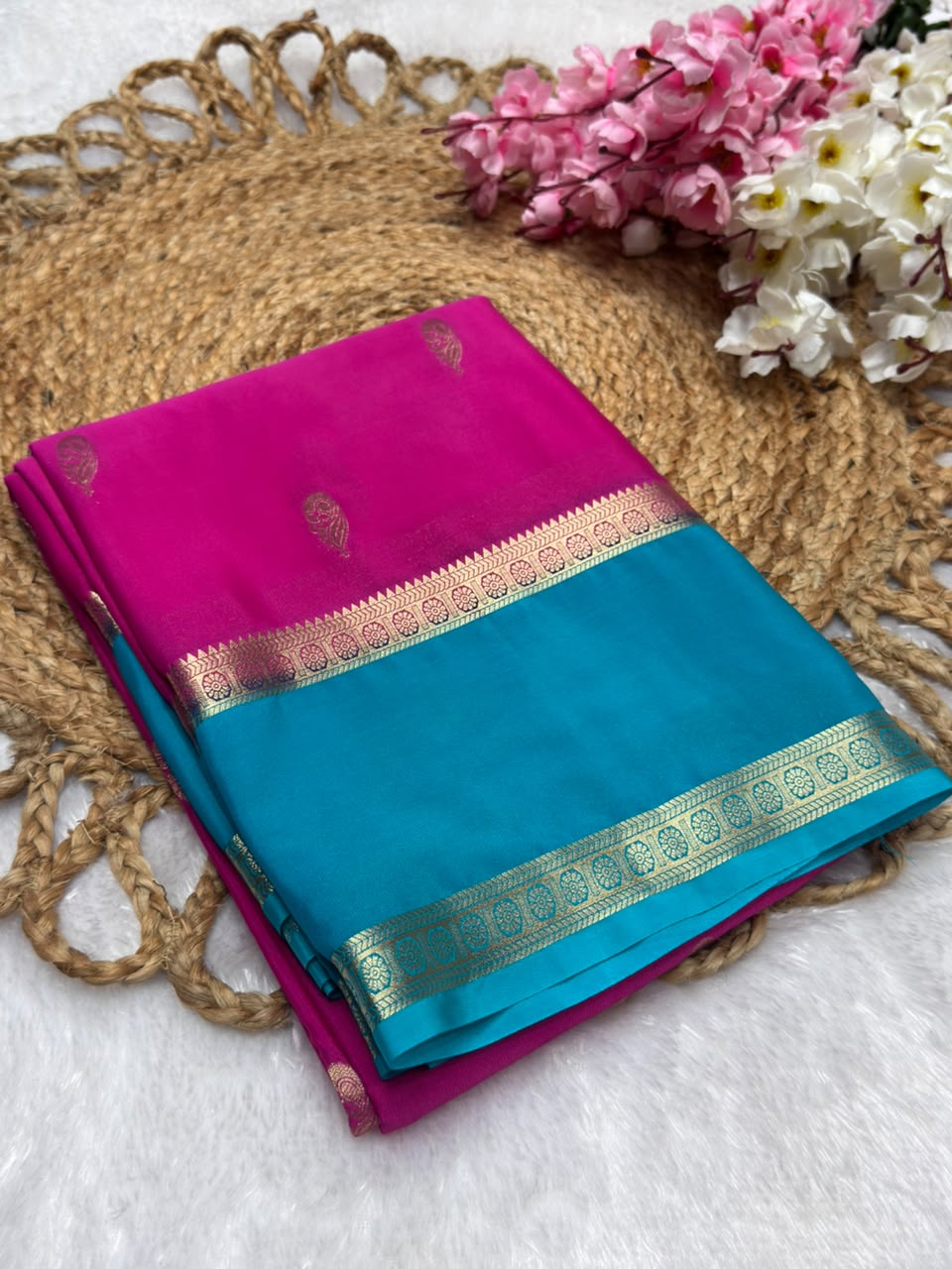 Rf Bentex Peacock Butta Cout Semi Crape