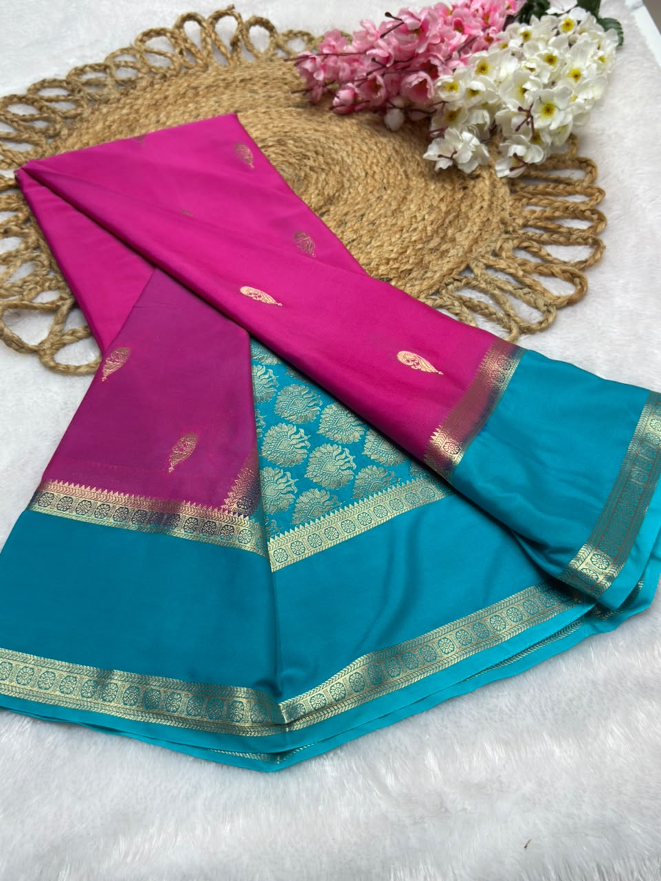 Rf Bentex Peacock Butta Cout Semi Crape