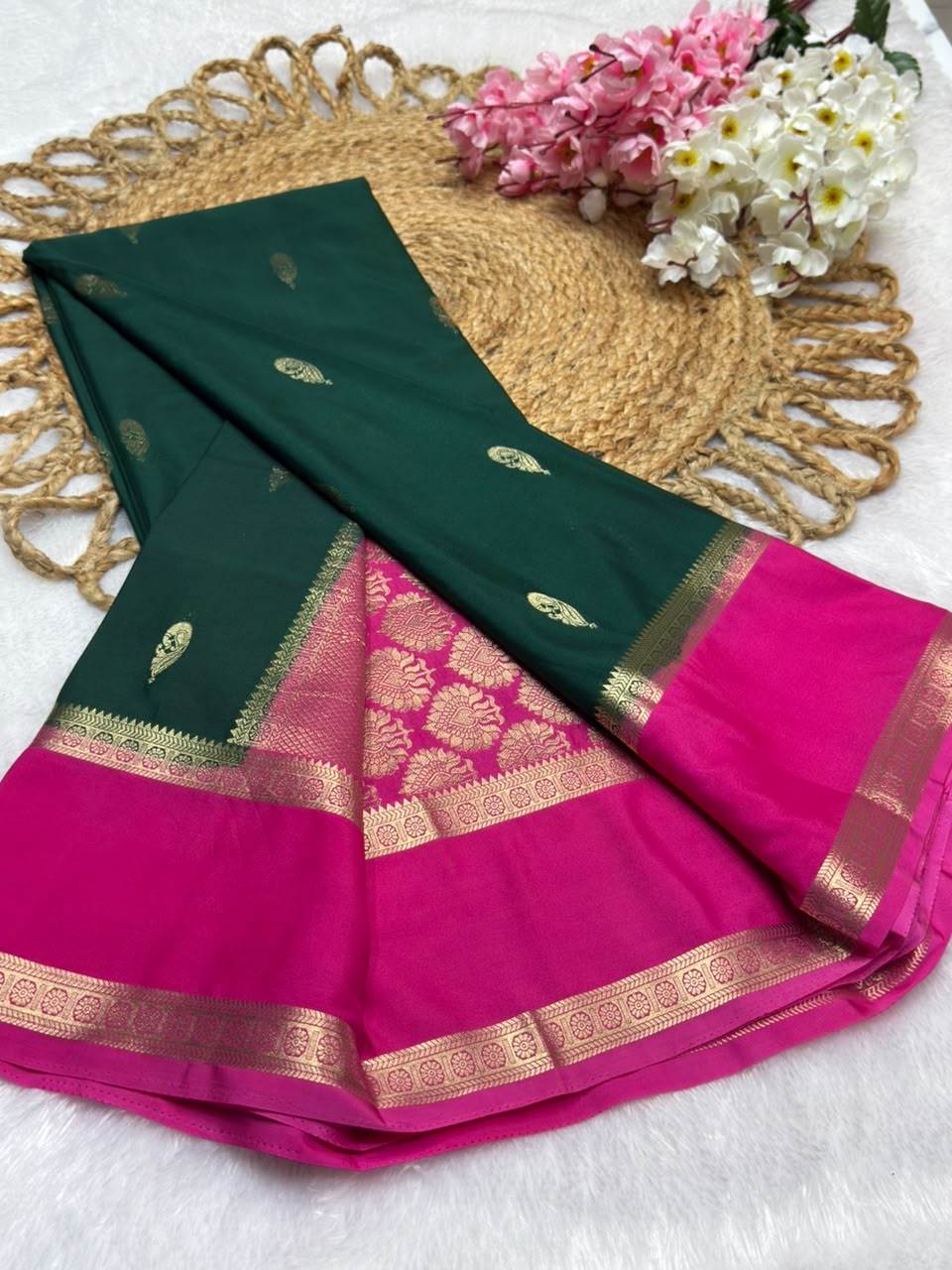 Rf Bentex Peacock Butta Cout Semi Crape