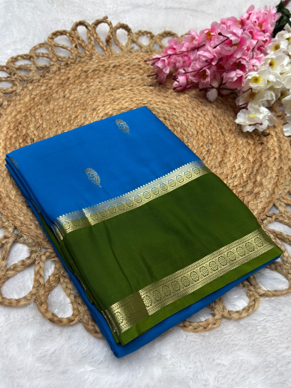 Rf Bentex Peacock Butta Cout Semi Crape