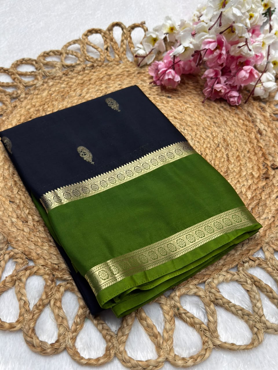 Rf Bentex Peacock Butta Cout Semi Crape