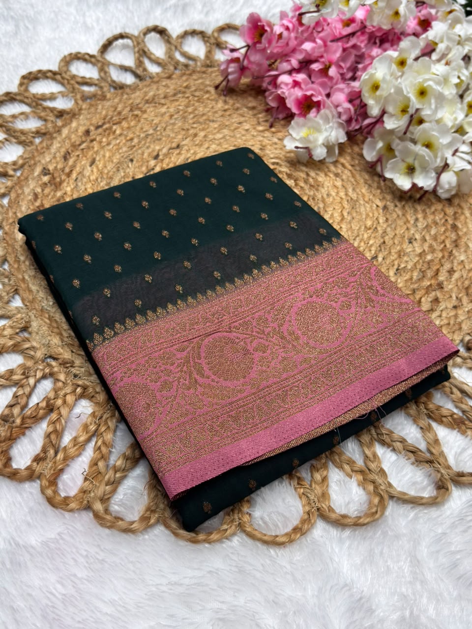 Khaddi Georgette Coco Zari