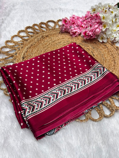 Semi Modal Silk Bandhani Print