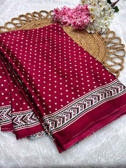 Semi Modal Silk Bandhani Print