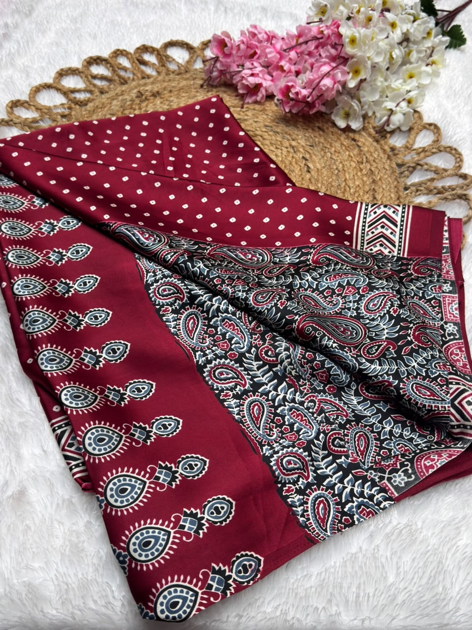 Semi Modal Silk Bandhani Print