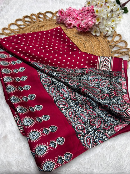 Semi Modal Silk Bandhani Print