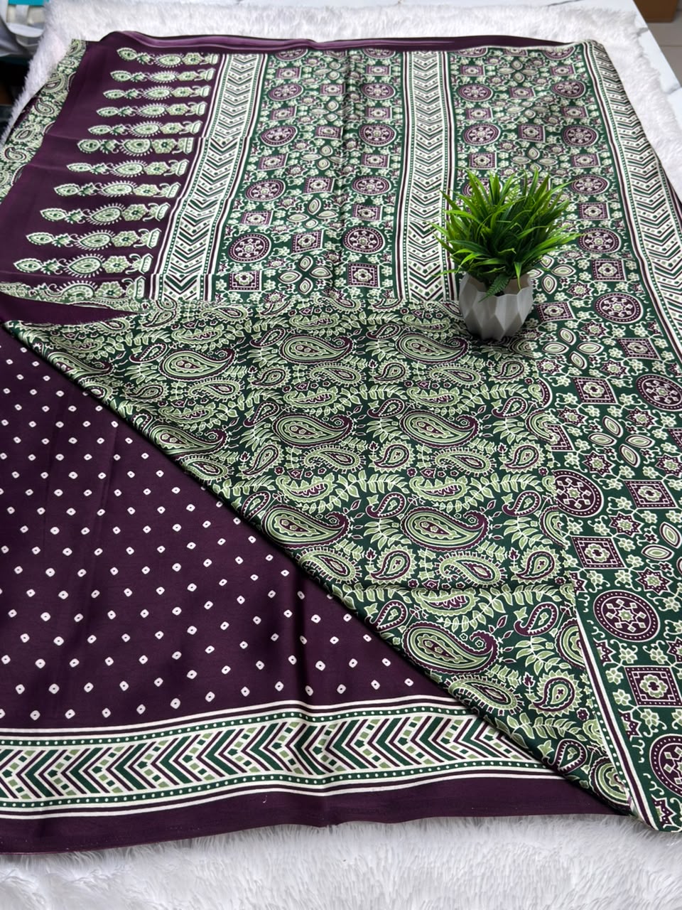Semi Modal Silk Bandhani Print