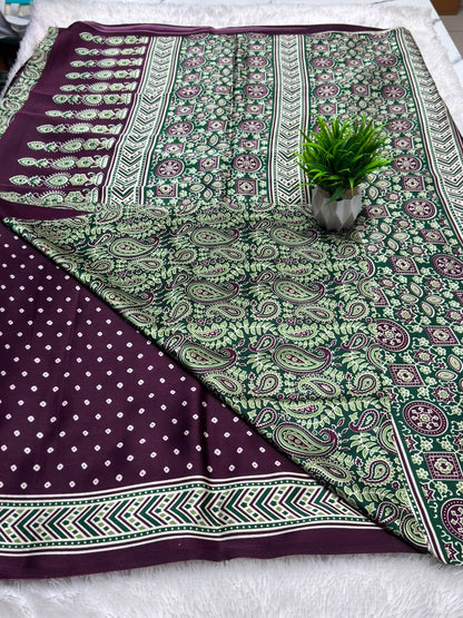 Semi Modal Silk Bandhani Print